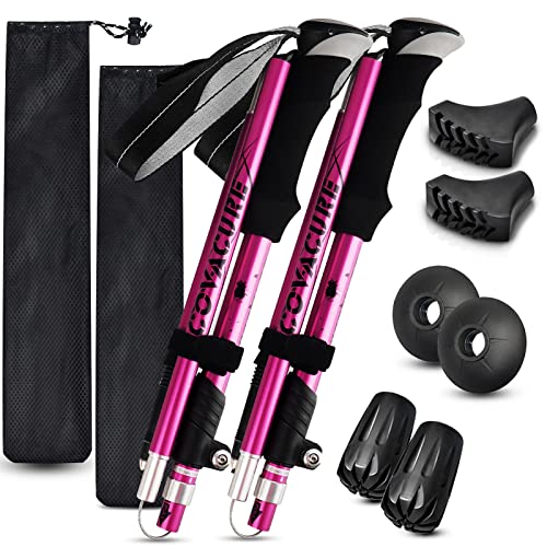 Covacure Hiking Poles Collapsible Trekking Poles - Aluminum Alloy 7075 Walking Sticks with Telescopic & Foldable Tri-fold Design Hiking Gear for Women Men, Camping, Climbing - Image 1