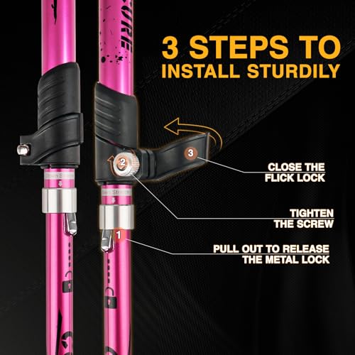 Covacure Hiking Poles Collapsible Trekking Poles - Aluminum Alloy 7075 Walking Sticks with Telescopic & Foldable Tri-fold Design Hiking Gear for Women Men, Camping, Climbing - Image 5