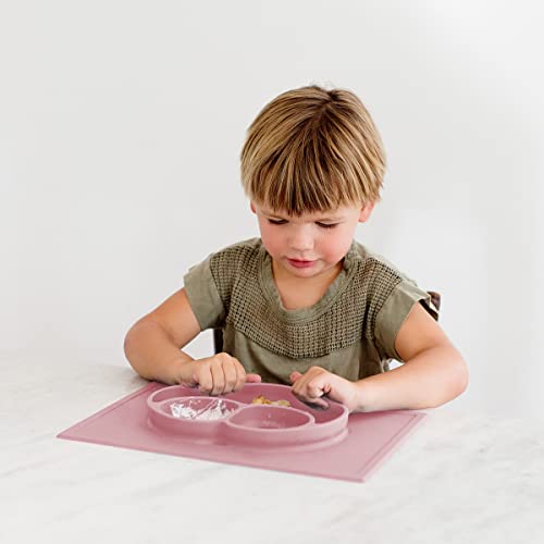 ezpz Happy Mat (Blush) - 24 Months+ - 100% Silicone Suction Placemat + Divided Plate with Three Compartments - Toddler + Preschool Essentials - Image 2