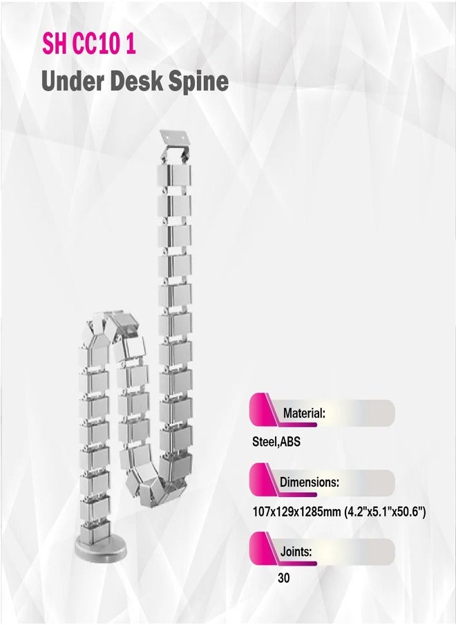 Skill Tech SH CC10 1 Under-Desk Cable Management Spine, 107x129x1285mm, 30 Joints  - Image 3