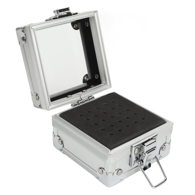 Nail Drill Bits Holder Container 25 Holes Aluminum Alloy Nail Grinding Bits Storage Box Organizer Silver - Image 1