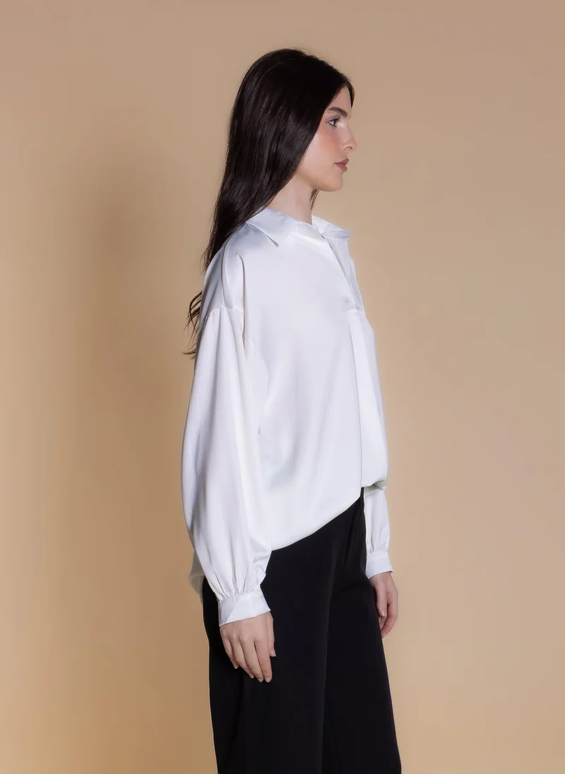 Shapes White COMFORT SATIN BLOUSE for Women | Best Price UAE