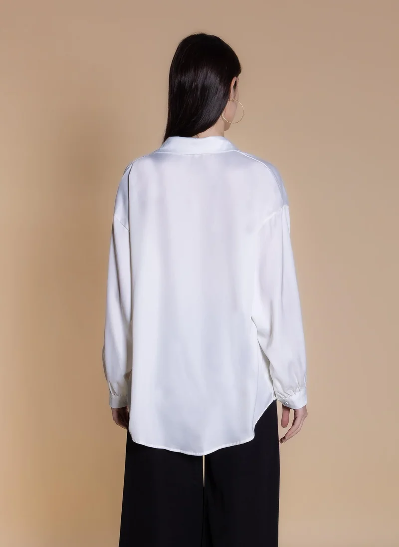 Shapes White COMFORT SATIN BLOUSE for Women | Best Price UAE