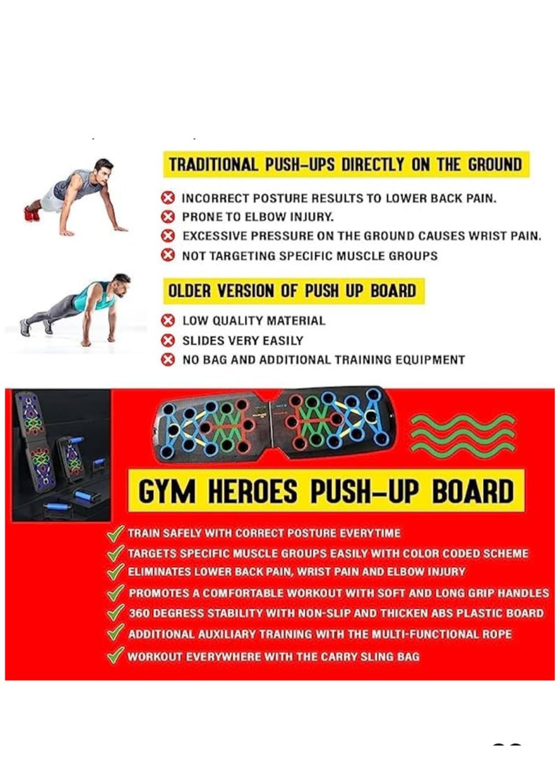 THE ARTFUL BLEND 15-in-1 Push Up Board – Multi-Functional Home Gym Equipment for Men & Women | Foldable Chest & Arm Strength Training System with Resistance Bands & Accessories | Portable Fitness Equipment for Full-Body Workouts  - Image 4