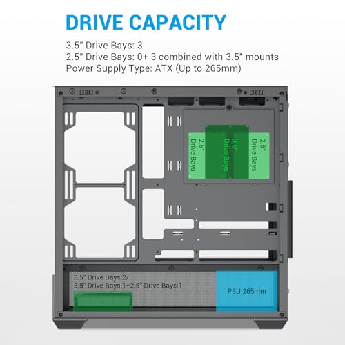 SAMA V40 Black ATX Mid Tower PC Case, 6 Pre-Installed 120mm ARGB PWM Fans, Dual Tempered Glass Panels, Vertical Airflow Design, USB Type-C Port, Gaming Computer Case for ATX/Micro-ATX/ITX Motherboard - Image 5