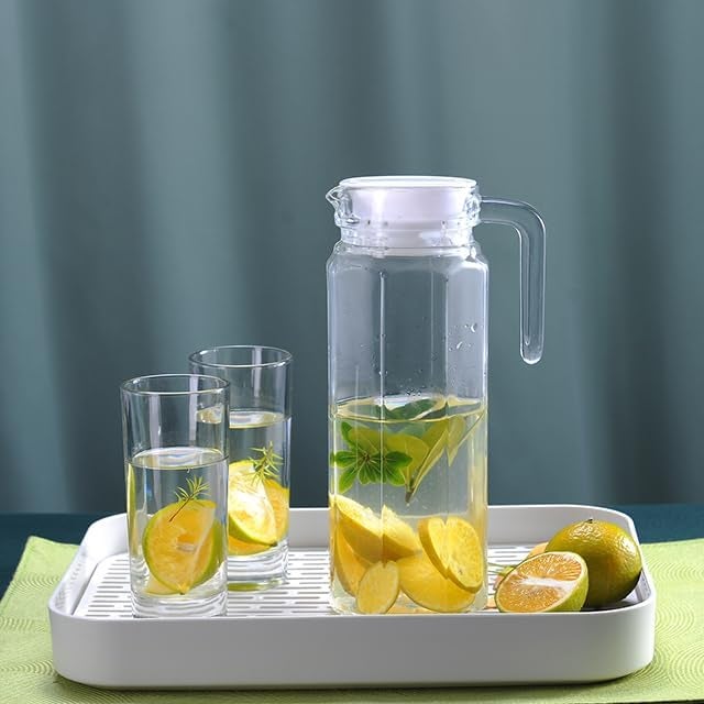 FitsFlair Juice and Water jug Glass jar Carafe for Green Tea Sun Tea hotCold Water and Beverages 1100 ML Set of 1 - Image 2