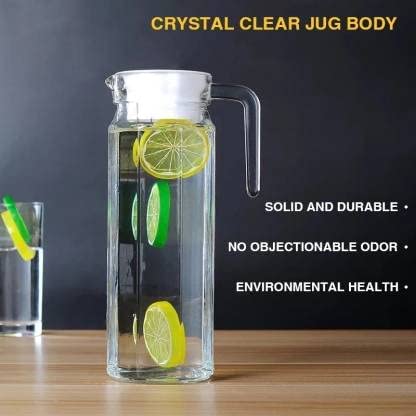 FitsFlair Juice and Water jug Glass jar Carafe for Green Tea Sun Tea hotCold Water and Beverages 1100 ML Set of 1 - Image 4