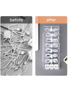 KASTWAVE Plastic Cable Management Box with 10 Wire Ties Clear Power Cord Organizer with 8 Compartments Electronics Organizer for Office Home Use Desk Accessories Storage for Stationery Supplies  - Image 2