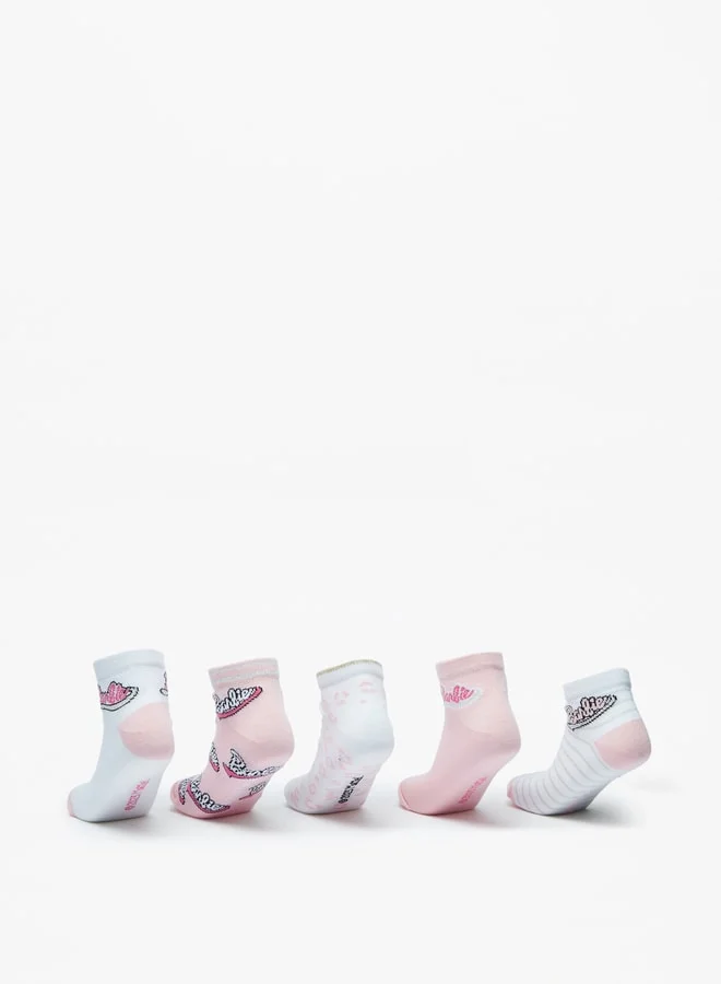 Barbie Girls's Print Ankle Length Socks - Set of 5