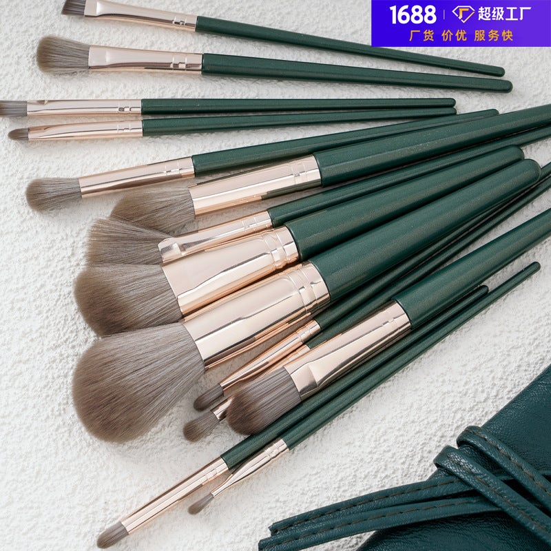 Huayang 14 Green Cloud Makeup Brush Suit Cangzhou Super Soft Powder Foundation Brush Blush Brush Beauty Tools - Image 2