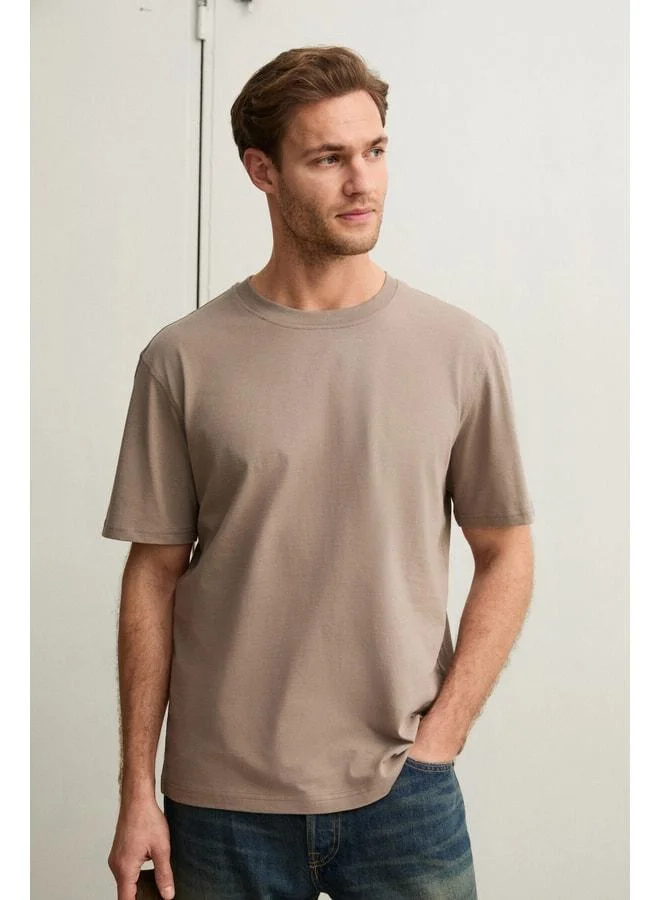 Grimelange Solo Men's 100% Organic Cotton Thick-Texture Comfort Fit Bike-Collar Vizon T-Shirt.