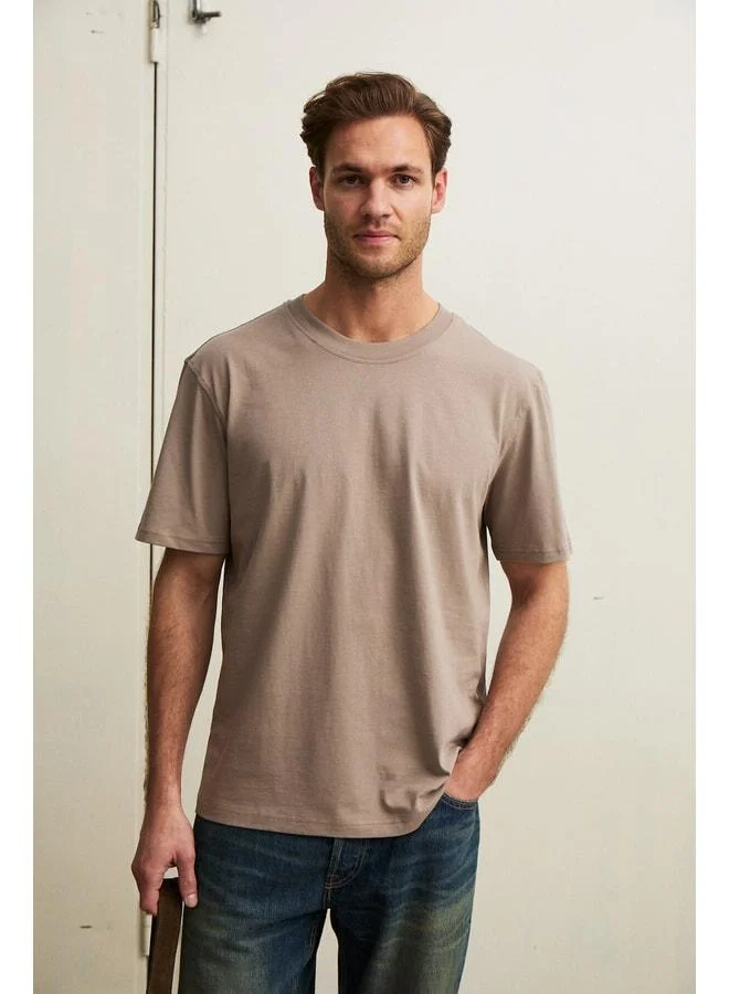 Grimelange Solo Men's 100% Organic Cotton Thick-Texture Comfort Fit Bike-Collar Vizon T-Shirt.