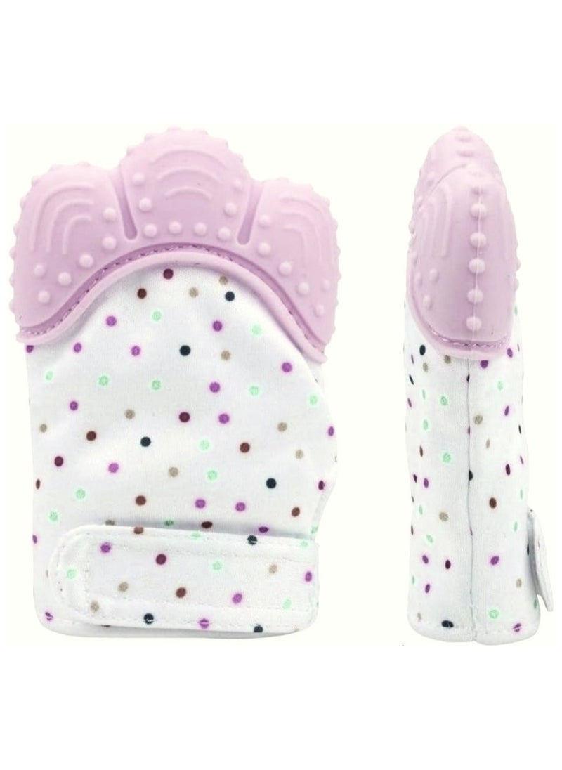 Pikkaboo - Organic 2in1 BPA Free nonslip baby mitten teether & pacifier - Pink - Image 1