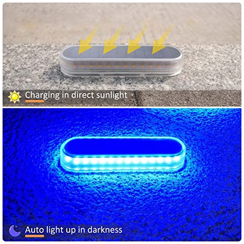 Lacasa Solar Deck Lights, 4 Pack 40LM Solar Powered Step Lights Blue Light, LED Dock Light Outdoor In-Ground Lights IP68 Waterproof Auto ON/Off for Garden Stairs Driveway Pathway Lighting - Image 4