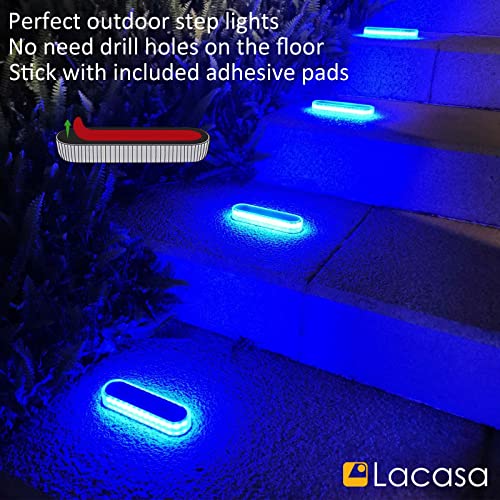 Lacasa Solar Deck Lights, 4 Pack 40LM Solar Powered Step Lights Blue Light, LED Dock Light Outdoor In-Ground Lights IP68 Waterproof Auto ON/Off for Garden Stairs Driveway Pathway Lighting - Image 3