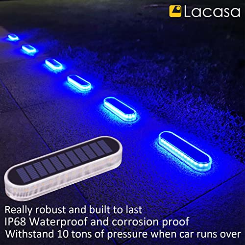 Lacasa Solar Deck Lights, 4 Pack 40LM Solar Powered Step Lights Blue Light, LED Dock Light Outdoor In-Ground Lights IP68 Waterproof Auto ON/Off for Garden Stairs Driveway Pathway Lighting - Image 2