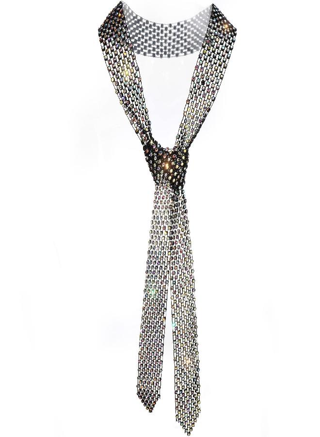 Glamorstar Glamorstar Rhinestone Neck Tie Gift for Women (Black Colorful, One Size)  - Image 2
