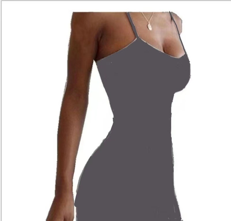Sexy Bodycon Sundress Backless Beachwear Grey 