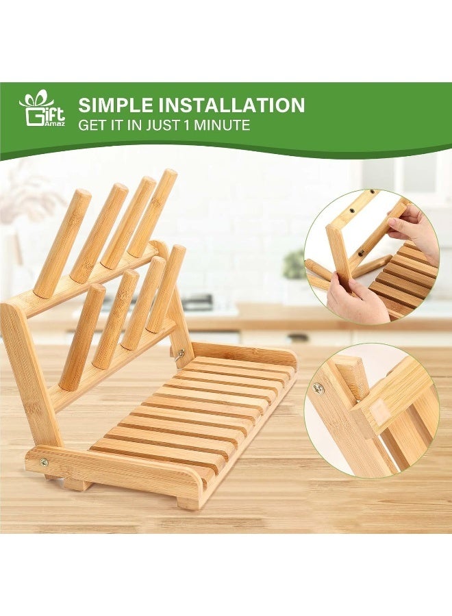 GiftAmaz Bamboo Baby Bottle Drying Rack, Space Saving Countertop Bottle Holder Portable Dryer Rack Organizer for Baby Bottles, Cups, Pacifiers and Accessories, Birthday Gift Box for Women Mother Mom - Image 4