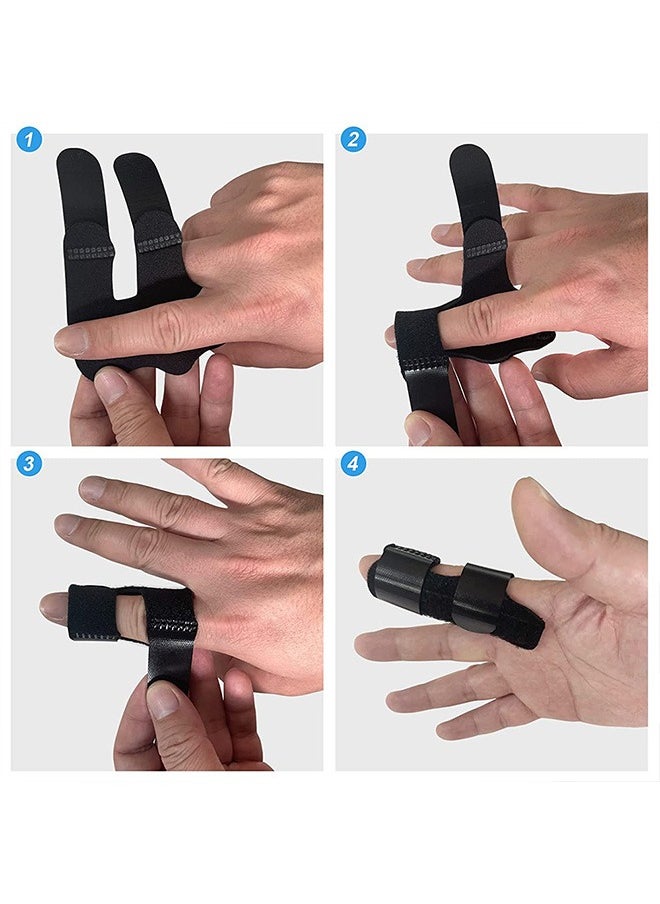 Generic - 4Pcs Trigger Finger Splints Brace for Finger Knuckle Immobilization Broken Finger Protector and Straightening for Arthritis Relief Pain Relief Fits Index Middle and Ring Finger - Image 1