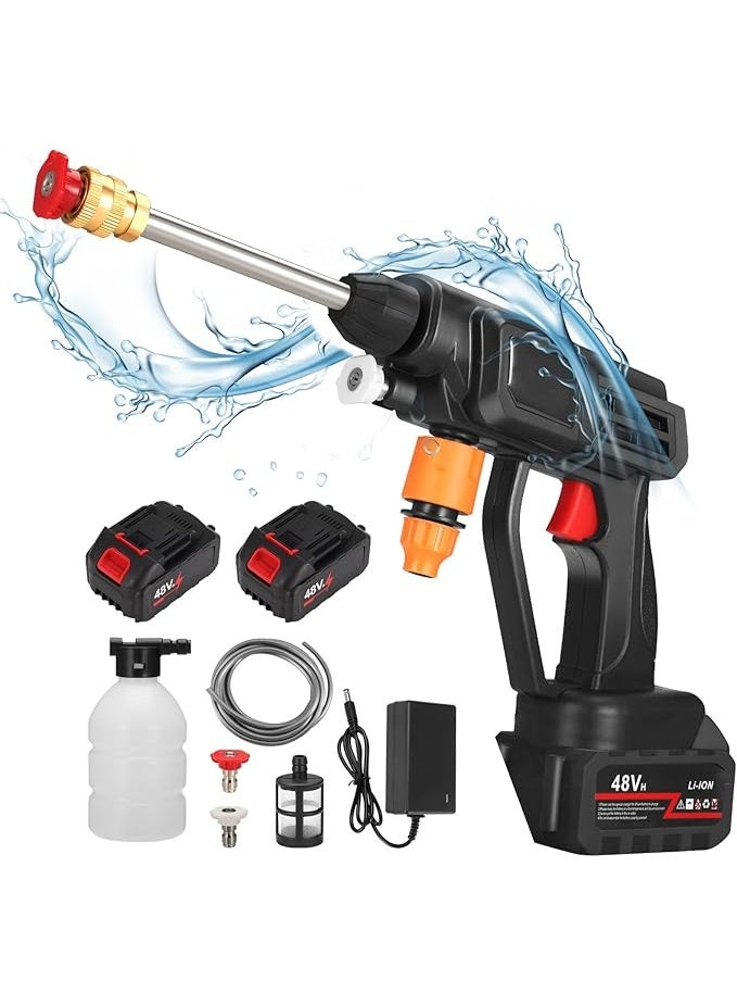 Cordless Pressure Washer, 300W Portable High Pressure Spray Water Gun with Rechargeable Battery, Adjustable Spray Nozzle,5M Hose, Washer Machine for Garden Floor Cleaning, Watering - Image 1
