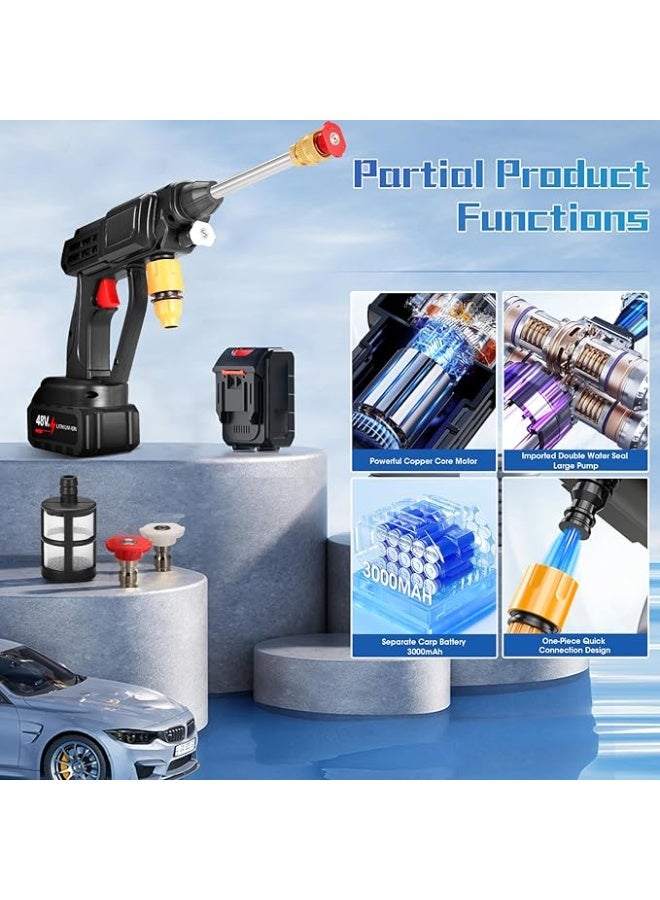Cordless Pressure Washer, 300W Portable High Pressure Spray Water Gun with Rechargeable Battery, Adjustable Spray Nozzle,5M Hose, Washer Machine for Garden Floor Cleaning, Watering - Image 3