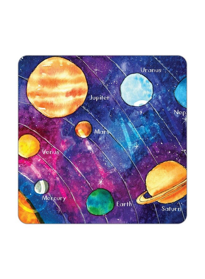 ASHVAH Planets Print/Typography Tea/Coffee Mug/Designer Handmade Wooden Coaster Set for Home Kitchen, Office Desk - Set of 4 - Square: 10cm - Image 4