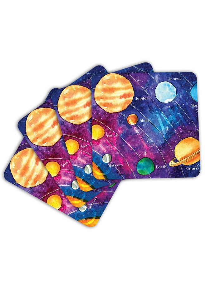 ASHVAH Planets Print/Typography Tea/Coffee Mug/Designer Handmade Wooden Coaster Set for Home Kitchen, Office Desk - Set of 4 - Square: 10cm - Image 3