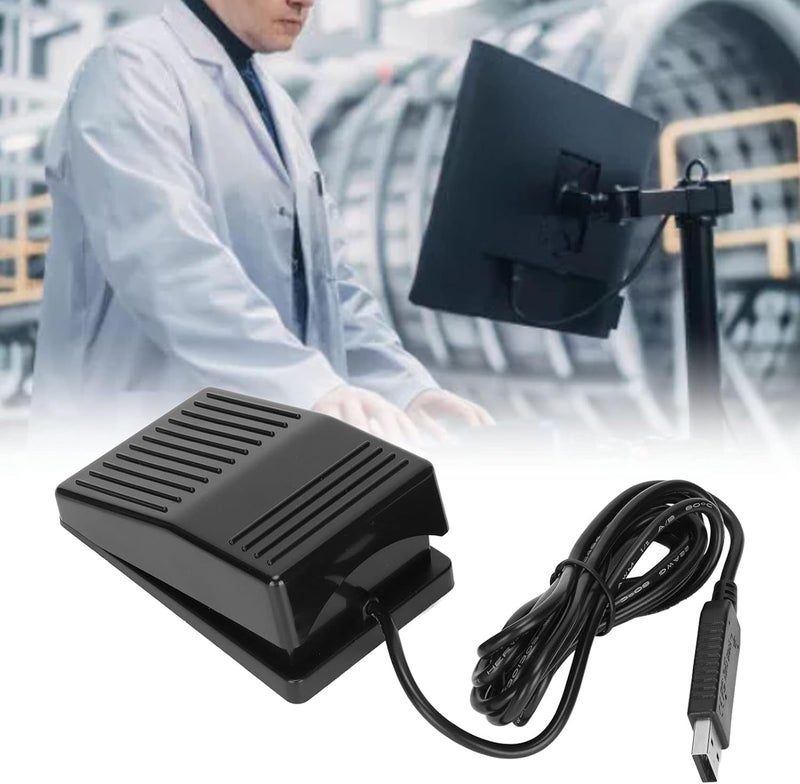 USB Foot Switch Pedal, Single Foot Switch with Indicator Light, High Sensitivity Programmable Pedal for Computer, Wide Ergonomic Design for Gaming Transcription Media - Image 2