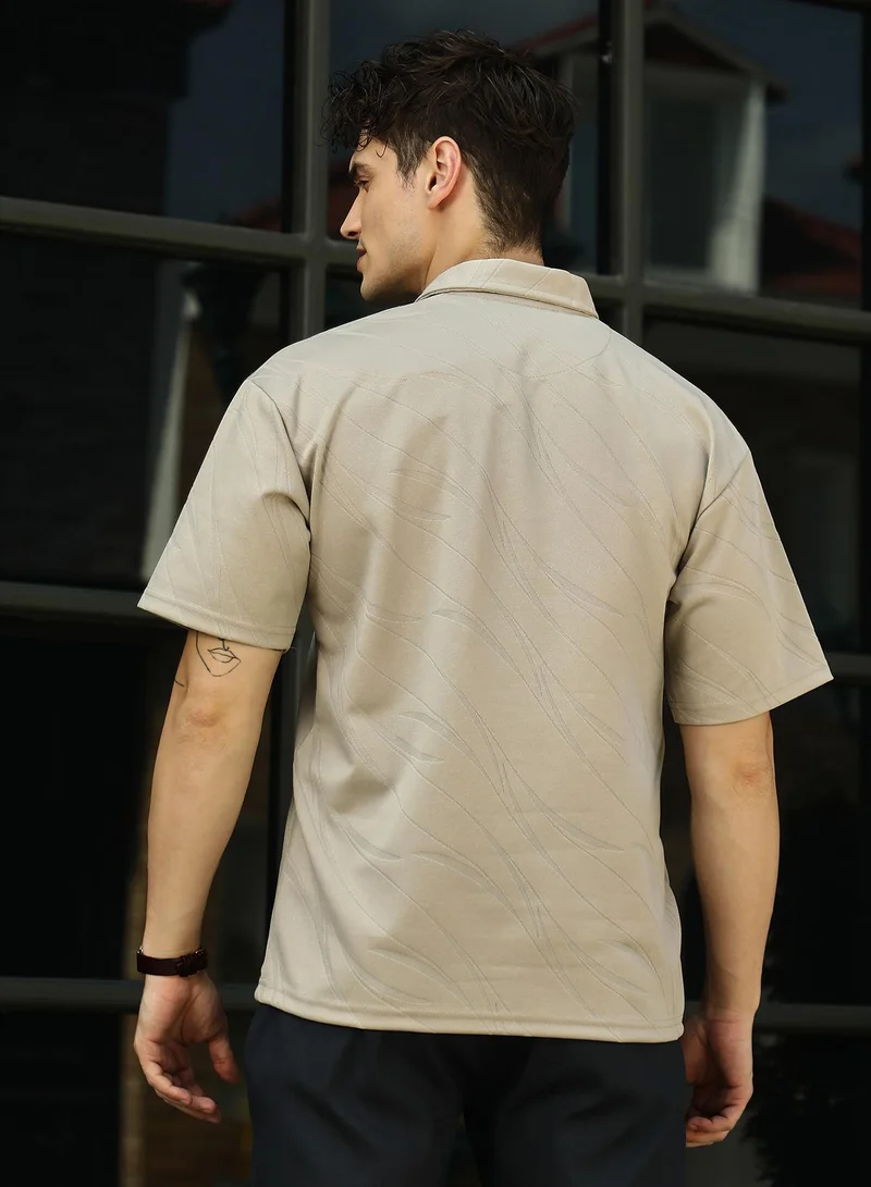 CAHOOT  Men's Sand Beige Scratch-Tactile Polo T-Shirt for Men | Best Price UAE