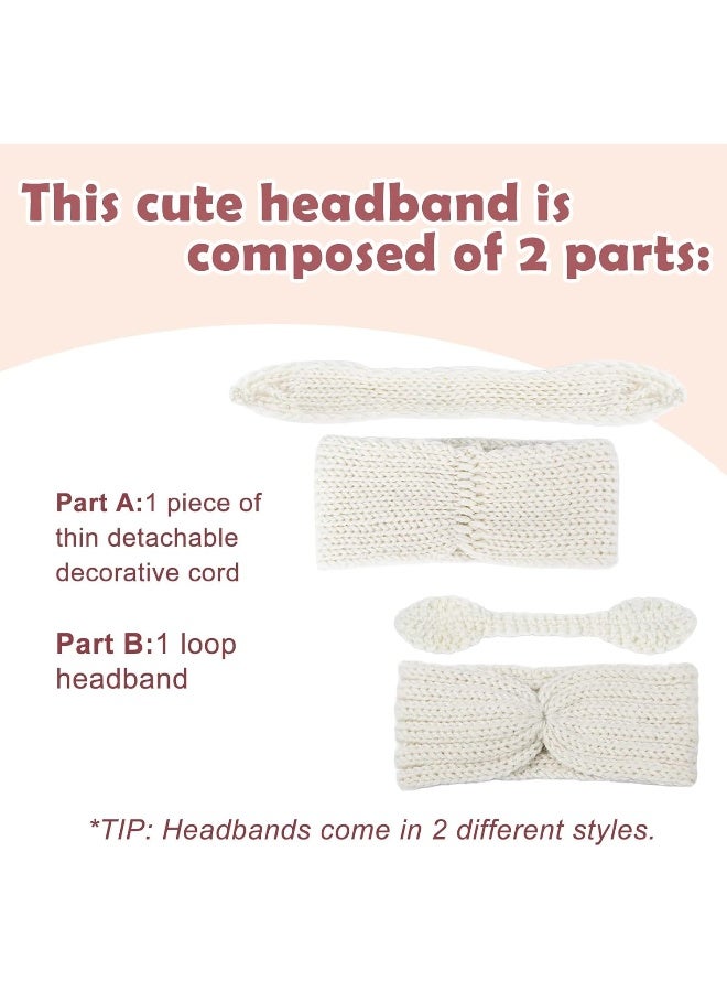 Fmeida Fmeida 3 Pack Baby Christmas Headband, Warm Bunny Knot Hair Band, Knit Head Wrap Elastics Hairbands, Hair Accessories for Baby Girls Newborn Infant Toddlers Kids Children | Peach Pink Red  - Image 5