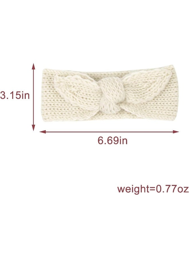 Fmeida Fmeida 3 Pack Baby Christmas Headband, Warm Bunny Knot Hair Band, Knit Head Wrap Elastics Hairbands, Hair Accessories for Baby Girls Newborn Infant Toddlers Kids Children | Peach Pink Red  - Image 4