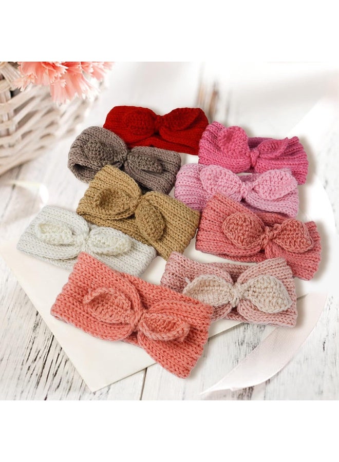 Fmeida Fmeida 3 Pack Baby Christmas Headband, Warm Bunny Knot Hair Band, Knit Head Wrap Elastics Hairbands, Hair Accessories for Baby Girls Newborn Infant Toddlers Kids Children | Peach Pink Red  - Image 3