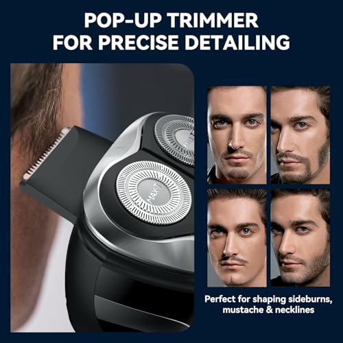 MAX-T Electric Razor for Men, 4D Rotary Shaver Razor for Men, Rechargeable Wet & Dry Shaver with Pop-Up Trimmer, IPX7 Waterproof, Type-C, Plug & Play - Image 3
