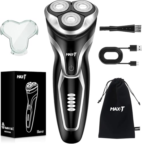 MAX-T Electric Razor for Men, 4D Rotary Shaver Razor for Men, Rechargeable Wet & Dry Shaver with Pop-Up Trimmer, IPX7 Waterproof, Type-C, Plug & Play - Image 1