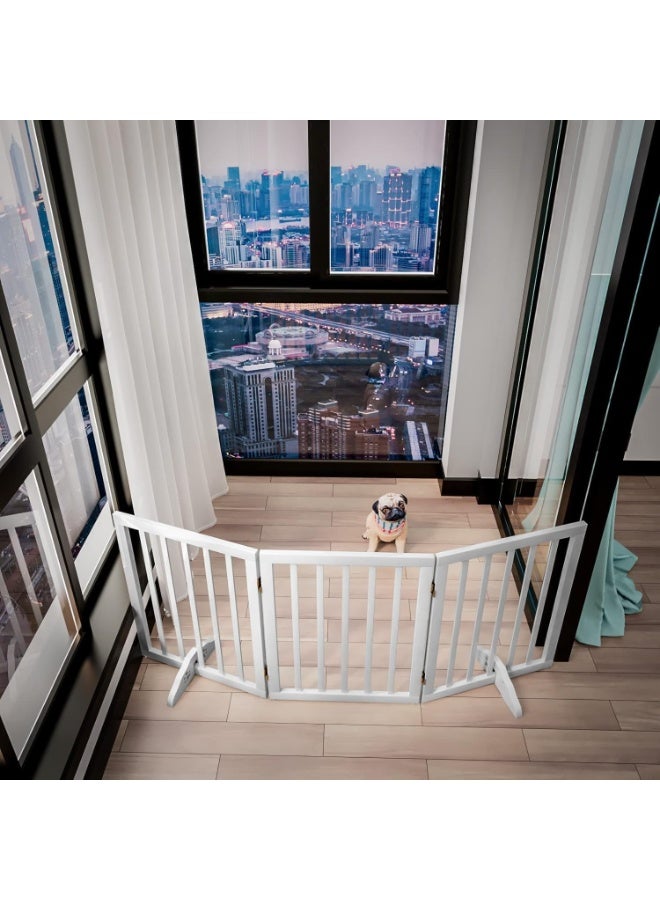 The Menifest Wooden Freestanding Foldable Pet Gate for Dogs – Adjustable Portable Dog Barrier with Hinged Panels – Easy Setup Indoor Pet Safety Gate - Image 4