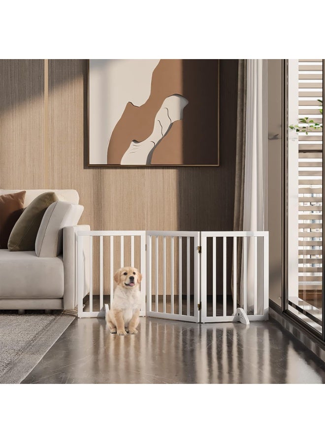The Menifest Wooden Freestanding Foldable Pet Gate for Dogs – Adjustable Portable Dog Barrier with Hinged Panels – Easy Setup Indoor Pet Safety Gate - Image 3