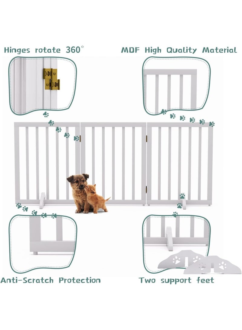 The Menifest Wooden Freestanding Foldable Pet Gate for Dogs – Adjustable Portable Dog Barrier with Hinged Panels – Easy Setup Indoor Pet Safety Gate - Image 5