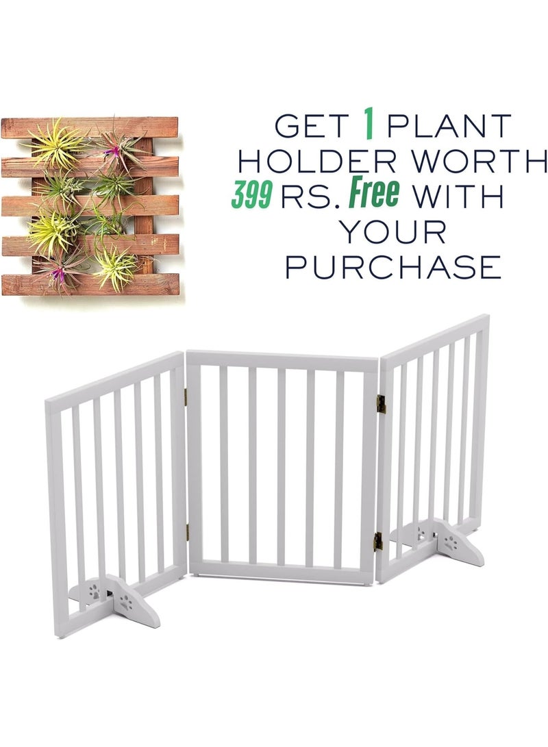 The Menifest Wooden Freestanding Foldable Pet Gate for Dogs – Adjustable Portable Dog Barrier with Hinged Panels – Easy Setup Indoor Pet Safety Gate - Image 2