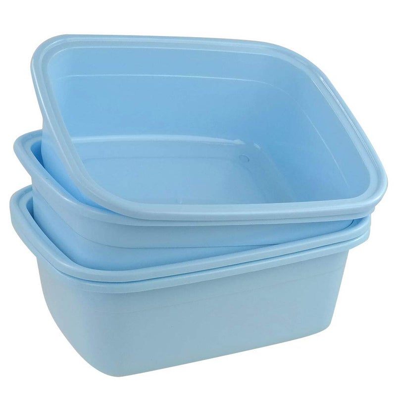 Nicesh 4Pack Plastic Dishpan 12 Quart Kitchen Wash Bin Blue