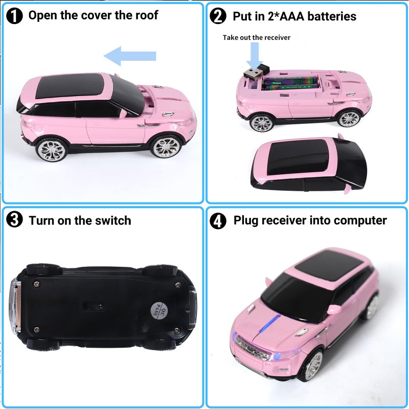 elec Space Wireless Mouse Car Computer Mouse for PC Laptop (Milk Tea Pink) - Image 5