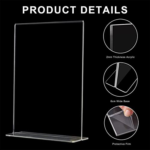 Shuban Acrylic Sign Holder Table Sign Holder Double Sided T Shape Clear Plastic Desktop Display Holder Vertical Menu Stand Sign Holders for School, Office, Hotel, Party (05 X 7 Inch -4Pcs) - Image 3