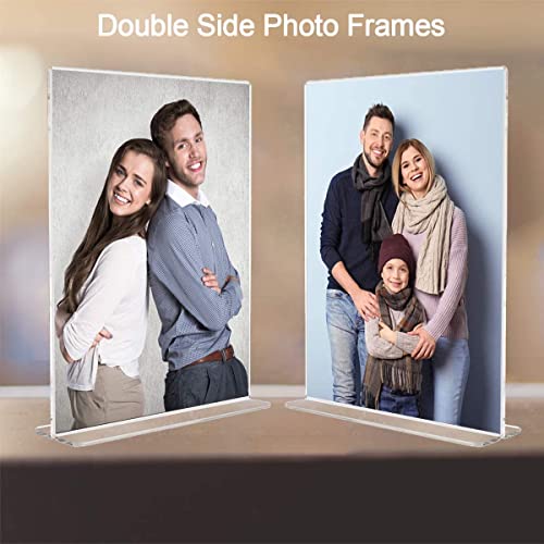 Shuban Acrylic Sign Holder Table Sign Holder Double Sided T Shape Clear Plastic Desktop Display Holder Vertical Menu Stand Sign Holders for School, Office, Hotel, Party (05 X 7 Inch -4Pcs) - Image 5