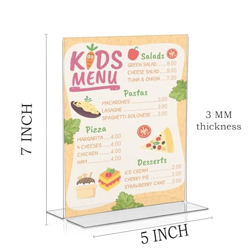 Shuban Acrylic Sign Holder Table Sign Holder Double Sided T Shape Clear Plastic Desktop Display Holder Vertical Menu Stand Sign Holders for School, Office, Hotel, Party (05 X 7 Inch -4Pcs) - Image 2