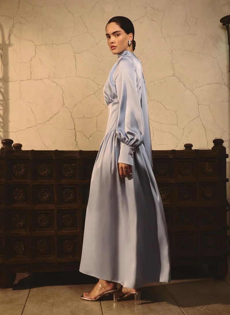 Lichi  Smooth fitted maxi dress with pleats on the bodice for Women | Best Price UAE