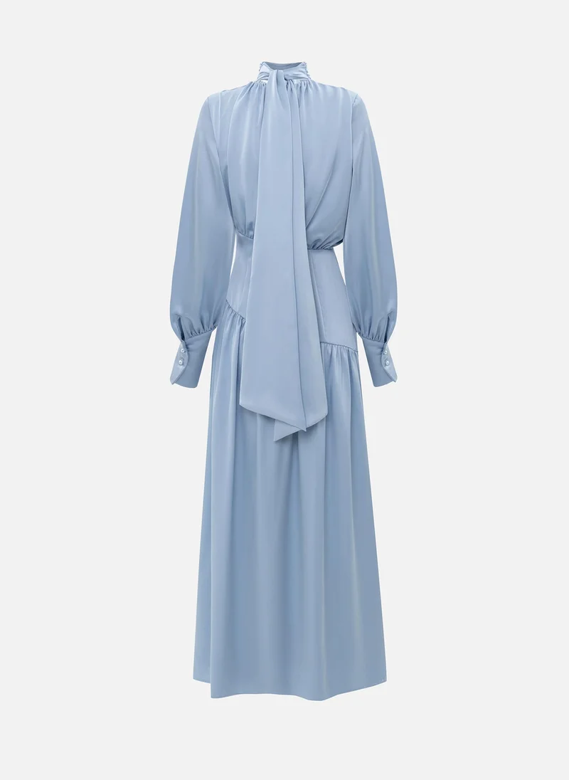 Lichi  Smooth fitted maxi dress with pleats on the bodice for Women | Best Price UAE