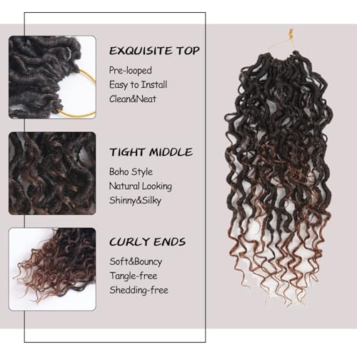 Vemet Goddess Locs Crochet Hair8 Inch 9 Packs Faux Locs Synthetic Crochet Hair Boho Style Pre looped crochet with Curly Ends - Image 3