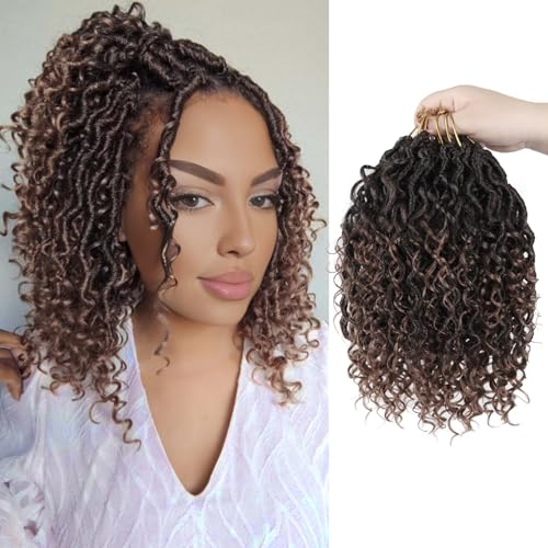 Vemet Goddess Locs Crochet Hair8 Inch 9 Packs Faux Locs Synthetic Crochet Hair Boho Style Pre looped crochet with Curly Ends - Image 1