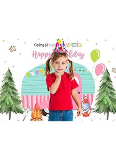 Ticuenicoa Camping Birthday Backdrop Birthday Party Decoration Safari Forest Backdrops Happy Camper Supplies Tent Campfire Camping Theme Party Background 5X3Ft  - Image 4