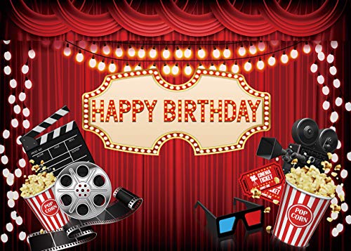Cenven Movie Night Backdrop Red Carpet Movie Theme Birthday Party Background Children Star Movie Theme Party Photography Decoration Photo Shoot Props 7x5FT - Image 2